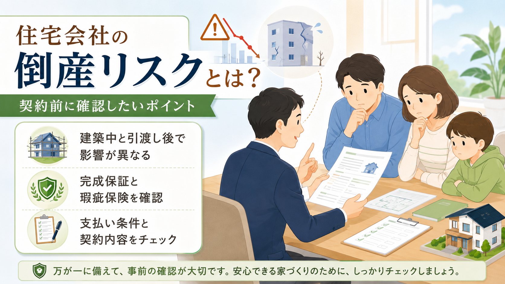 住宅会社の倒産リスクとは？契約前に確認したい経営状況と保証制度