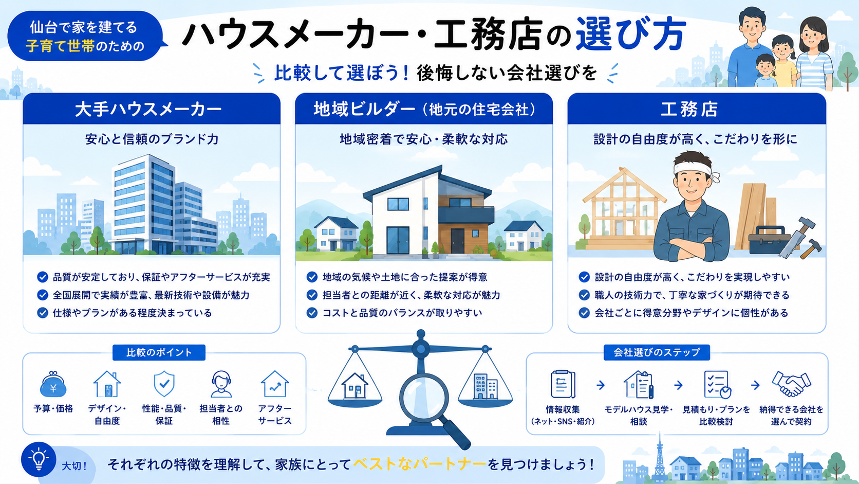 ハウスメーカー・工務店の選び方｜違いと比較ポイント