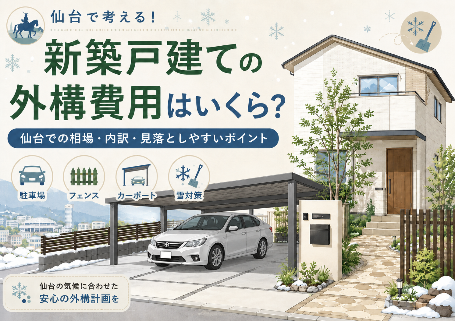 新築戸建ての外構費用はいくら？仙台での相場と注意点