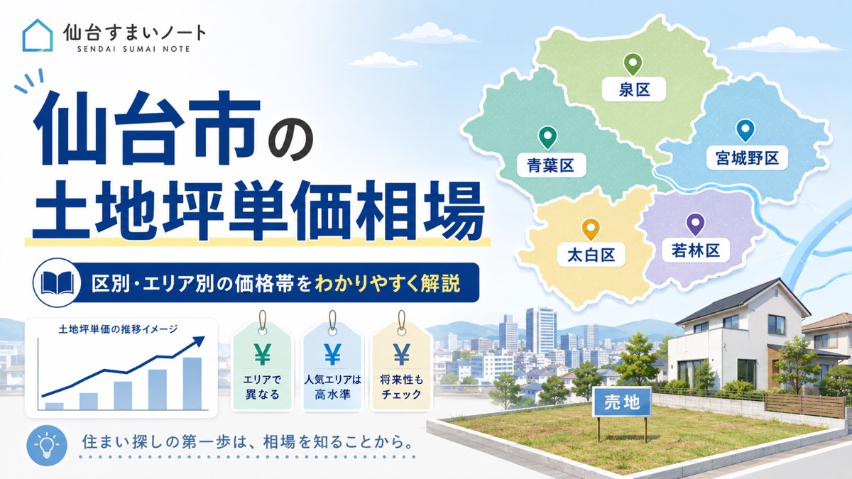 仙台市の土地坪単価相場｜区別・エリア別でいくら？