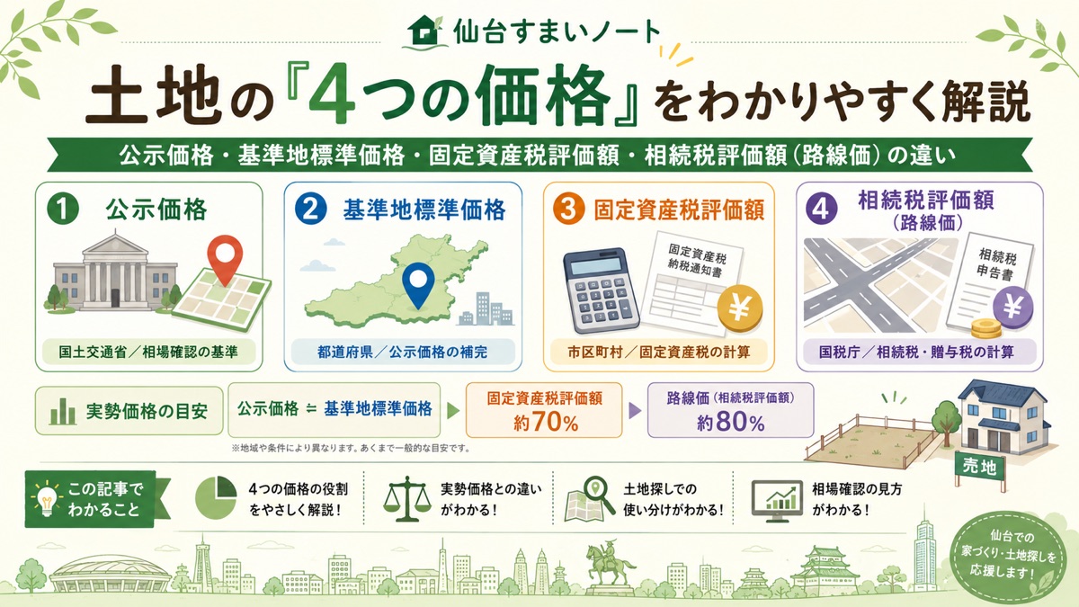 土地の4つの価格をわかりやすく解説