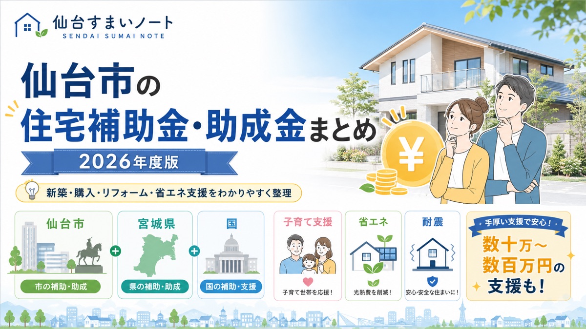 仙台市で使える住宅補助金・助成金まとめ【2026年度版】